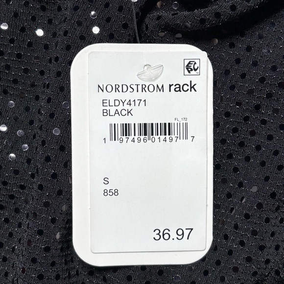 Elodie Dress Womens Small Mock Neck Long Sleeve Bodycon Sequins Lined Shine NEW - Picture 6 of 7